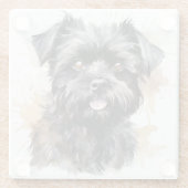 可愛いウオータカラーアフェンピンシャー子犬顔 ガラスコースター (裏面)