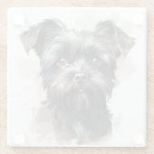 可愛いウオータカラーアフェンピンシャー子犬顔 ガラスコースター (裏面)