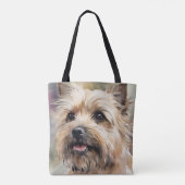 可愛いウオータカラーケアンテリア犬顔 トートバッグ (裏面)