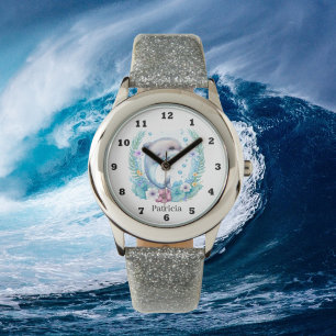 可愛いウオーターカラーイルカ 腕時計