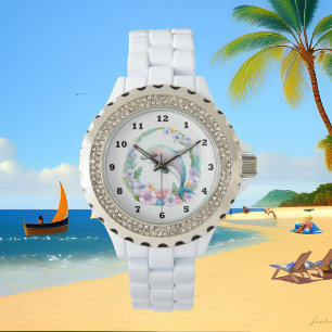 可愛いウオーターカラーイルカ 腕時計