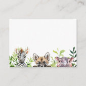 可愛いウオーターカラーサファリ動物おむつラッフル エンクロージャーカード (裏面)