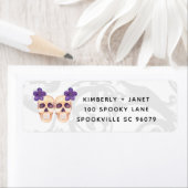 可愛いウオーターカラースケルトンカップルのハロウィーン ラベル (インサイチュ)