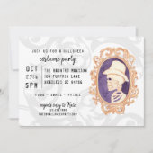 可愛いウオーターカラースケルトン枠付きポートレートハロウィーン 招待状 (正面)