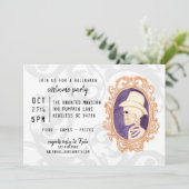 可愛いウオーターカラースケルトン枠付きポートレートハロウィーン 招待状 (スタンド正面)