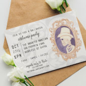 可愛いウオーターカラースケルトン枠付きポートレートハロウィーン 招待状