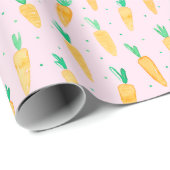 可愛いウオーターカラーニンジンピンク ラッピングペーパー (ロールコーナー)