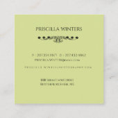 可愛いウオーターカラーハムスター花緑 スクエア名刺 (裏面)