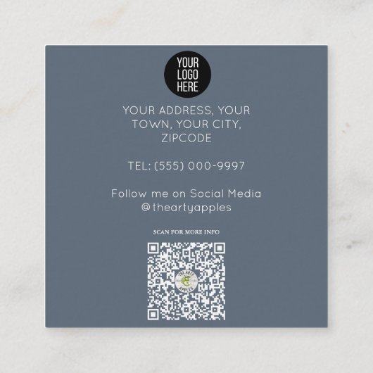 可愛いウオーターコイラストレーションの猫キャットシッター スクエア名刺 (裏面)