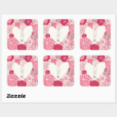 可愛いウサギとロマンチックなフローラバックグラウンド スクエアシール (シート)