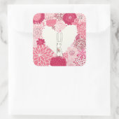 可愛いウサギとロマンチックなフローラバックグラウンド スクエアシール (バッグ)