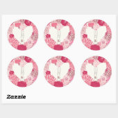 可愛いウサギとロマンチックなフローラバックグラウンド ラウンドシール (シート)