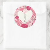 可愛いウサギとロマンチックなフローラバックグラウンド ラウンドシール (バッグ)