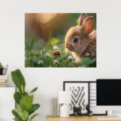 可愛いウサギと緑の野のラディバグ ポスター (ホームオフィス)