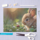 可愛いウサギと緑の野のラディバグ 薄葉紙 (クラフト)