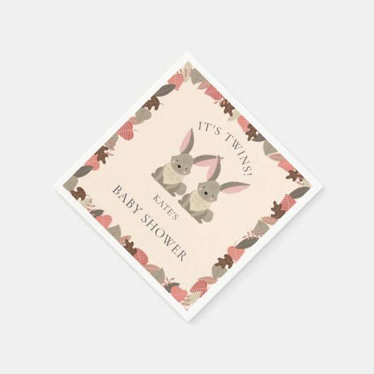 可愛いウサギ双生木の国の動物の赤ちゃんシャワー スタンダードカクテルナプキン (角)