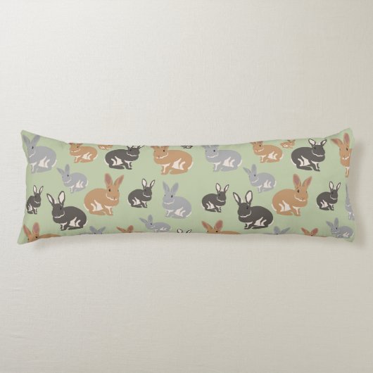 可愛いウサギ柄ニュートラルカラー ボディピロー (正面)