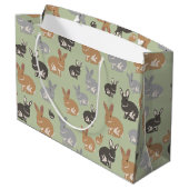 可愛いウサギ柄ニュートラルカラー ラージペーパーバッグ (裏面アングル)