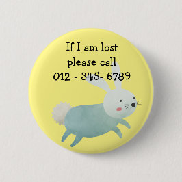 可愛いウサギ連絡緊急時 缶バッジ