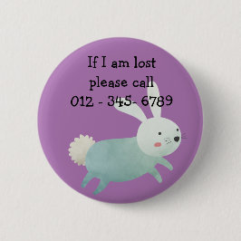 可愛いウサギ連絡緊急時 缶バッジ