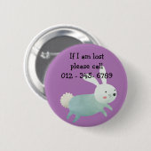 可愛いウサギ連絡緊急時 缶バッジ (正面&裏面)