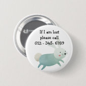 可愛いウサギ連絡緊急時 缶バッジ (正面&裏面)