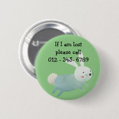 可愛いウサギ連絡緊急時 缶バッジ (正面&裏面)