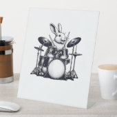 可愛いウサギ遊バニーのドラムラビットドラマーMu 台座サイン (インサイチュ)