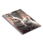 可愛いウサギ2頭と桜スパイラル写真ノート ノートブック (右側)