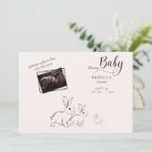 可愛いウッドランドうさぎ超音波赤ちゃんシャワー 招待状 (スタンド正面)