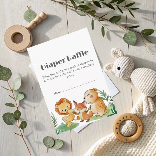 可愛いウッドランドおむつラッフル要求エンクロージャカード エンクロージャーカード