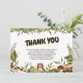 可愛いウッドランドお洒落ベアありがとう赤ちゃんシャワー サンキューカード (スタンド正面)