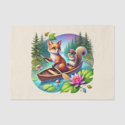 可愛いウッドランドの動物がキツネのリスを切り離す 薄葉紙 (正面)