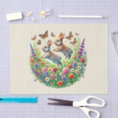 可愛いウッドランドの動物のウサギ 薄葉紙 (クラフト)