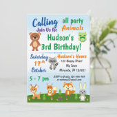 可愛いウッドランドの動物の誕生日の招待 招待状 (スタンド正面)
