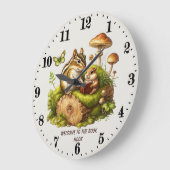 可愛いウッドランドの動物の読本の恋人 ラージ壁時計 (傾斜)