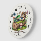 可愛いウッドランドの動物の読本の恋人 ラージ壁時計 (傾斜)
