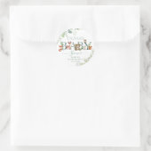 可愛いウッドランドの動物の赤ちゃんシャワー緑のお気に入り ラウンドシール (バッグ)