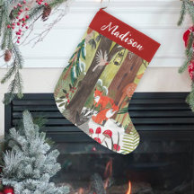 可愛いウッドランドの動物グリーンクリスマス