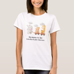 可愛いウッドランドの動物ママが赤ちゃんシャワー Tシャツ