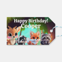 可愛いウッドランドの友人フォックススカンクアライグマ鹿 ギフトタグ