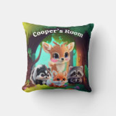 可愛いウッドランドの友人フォックススカンクアライグマ鹿 クッション (正面)