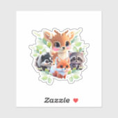 可愛いウッドランドの友人フォックススカンクアライグマ鹿 シール (シート)