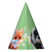 可愛いウッドランドの友人フォックススカンクアライグマ鹿 パーティーハット (裏面)
