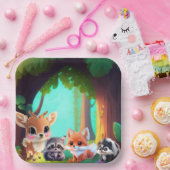 可愛いウッドランドの友人フォックススカンクアライグマ鹿 ペーパープレート (パーティー)