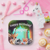 可愛いウッドランドの友人フォックススカンクアライグマ鹿 ペーパープレート (パーティー)