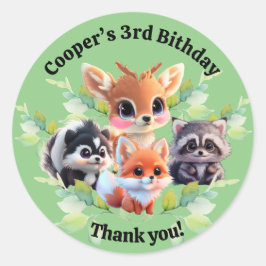 可愛いウッドランドの友人フォックススカンクアライグマ鹿 ラウンドシール