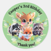 可愛いウッドランドの友人フォックススカンクアライグマ鹿 ラウンドシール (正面)