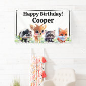 可愛いウッドランドの友人フォックススカンクアライグマ鹿 横断幕 (インサイチュ)