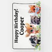 可愛いウッドランドの友人フォックススカンクアライグマ鹿 横断幕 (縦)